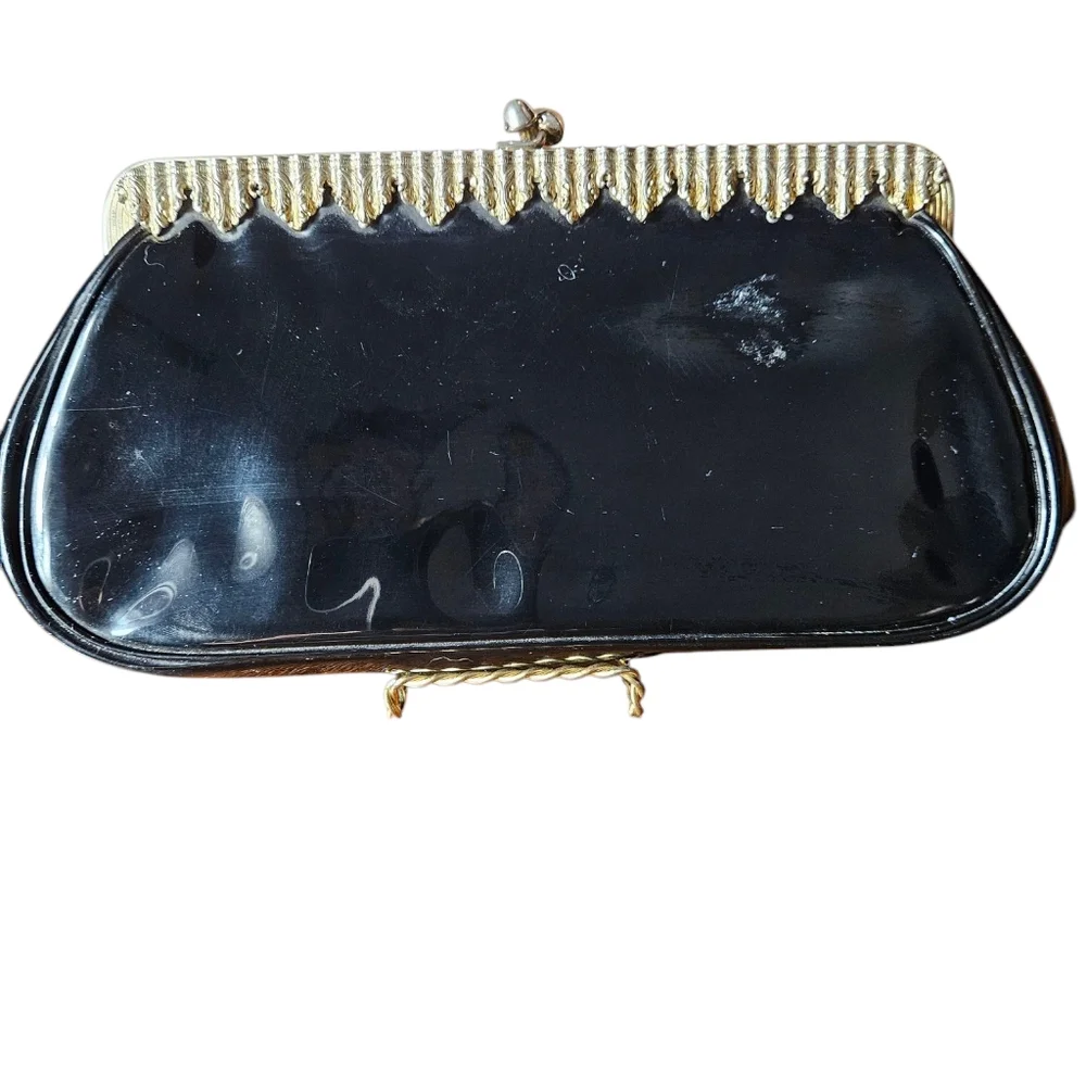 Elegant Black Clutch with Gold Accents